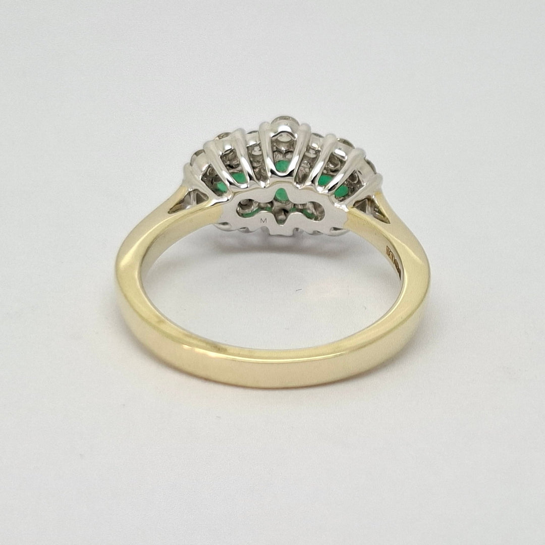 Emerald and Diamond Boat cluster lady's ring 38471 - Armin Lowe Jewellers