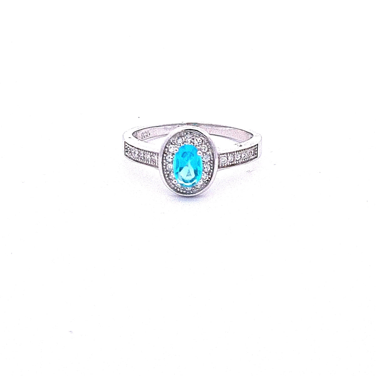 Aqua blue CZ Halo cluster ring 36715 - Armin Lowe Jewellers