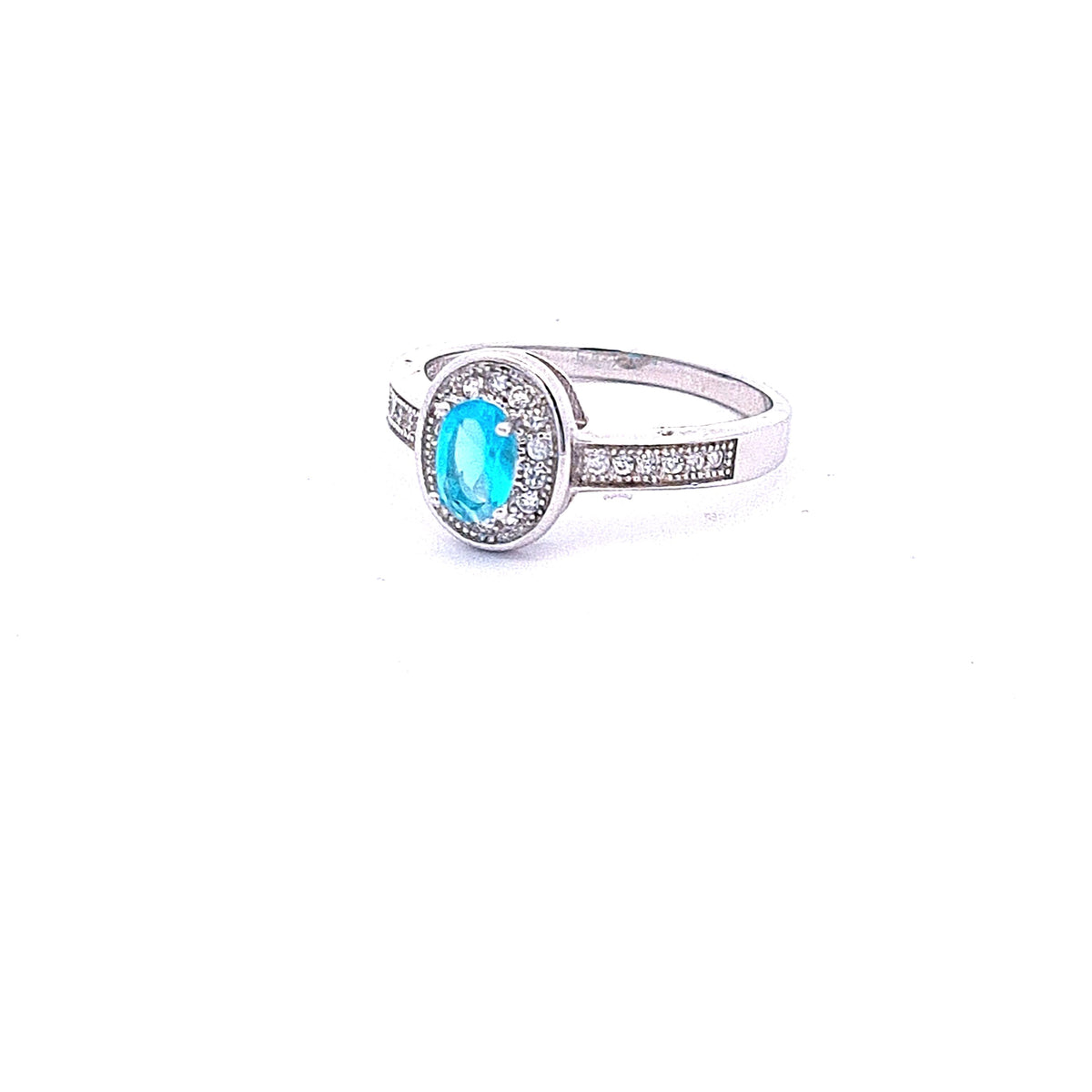 Aqua blue CZ Halo cluster ring 36715 - Armin Lowe Jewellers