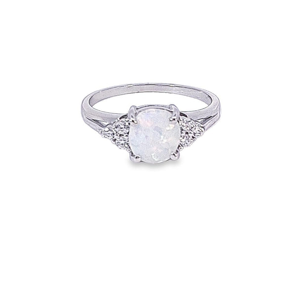 Oval opal and CZ ring 36139