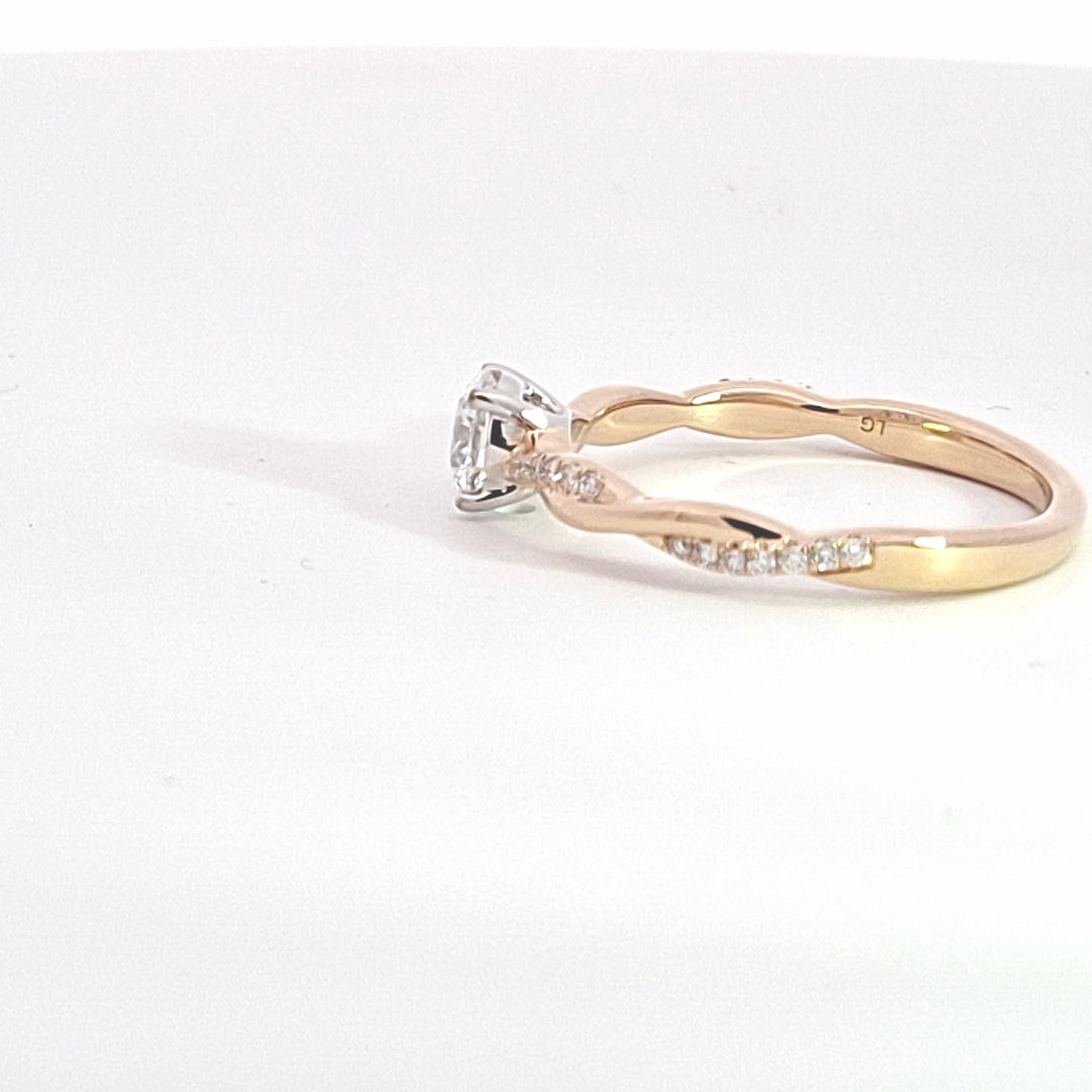 Solitaire twist band engagement ring in spectacular Lab Diamond 38201