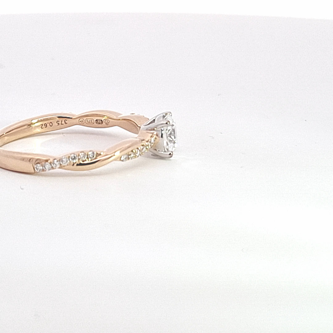 Solitaire twist band engagement ring in spectacular Lab Diamond 38201