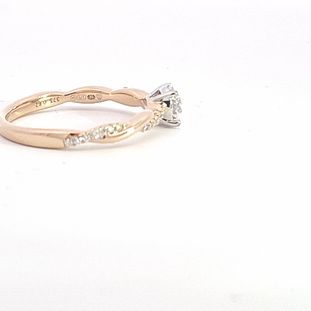 Solitaire twist band engagement ring in spectacular Lab Diamond 38201