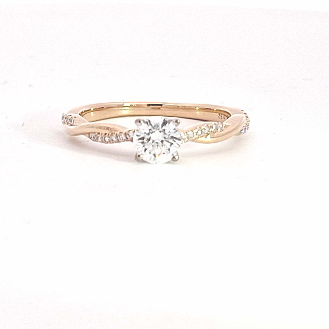 Solitaire twist band engagement ring in spectacular Lab Diamond 38201