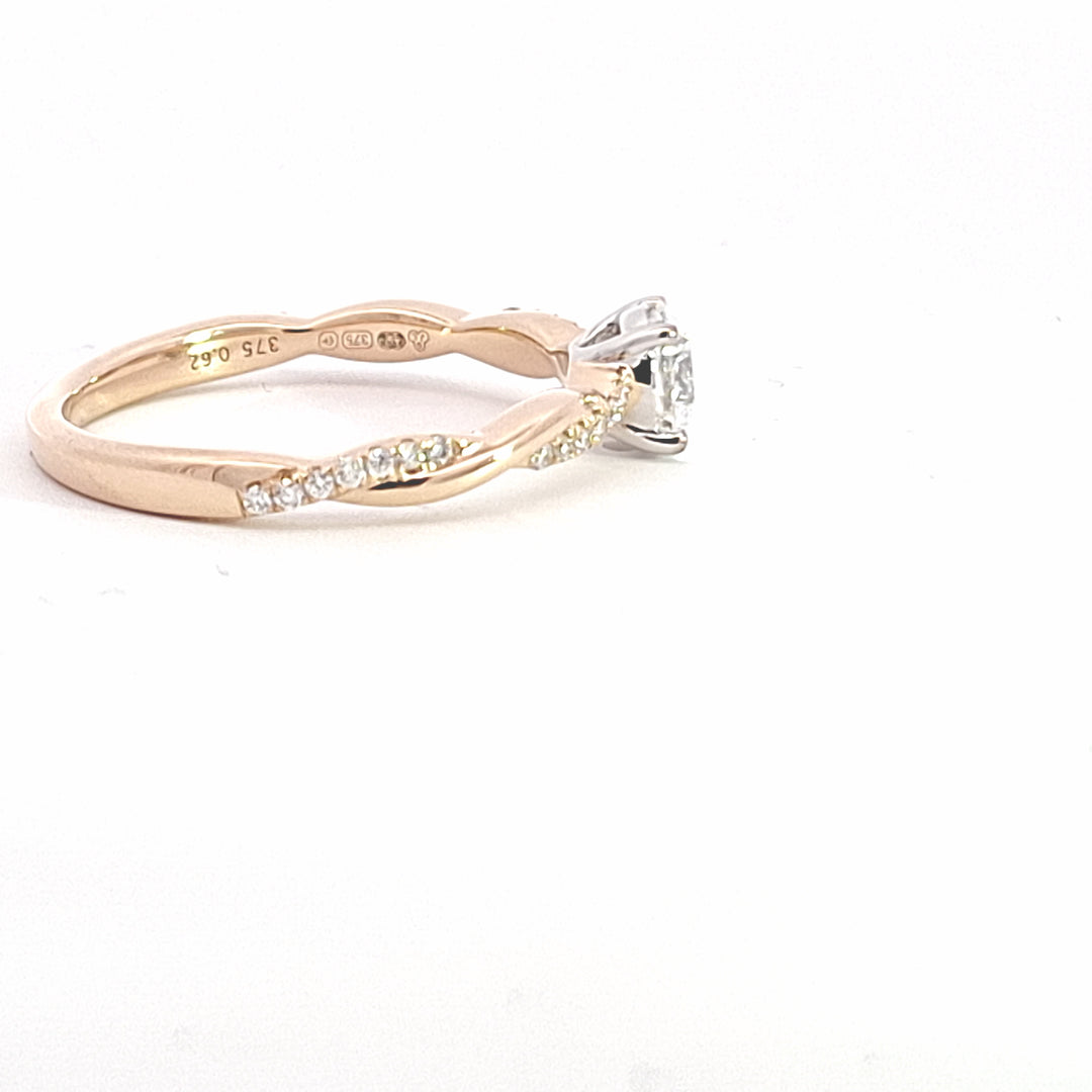 Solitaire twist band engagement ring in spectacular Lab Diamond 38201