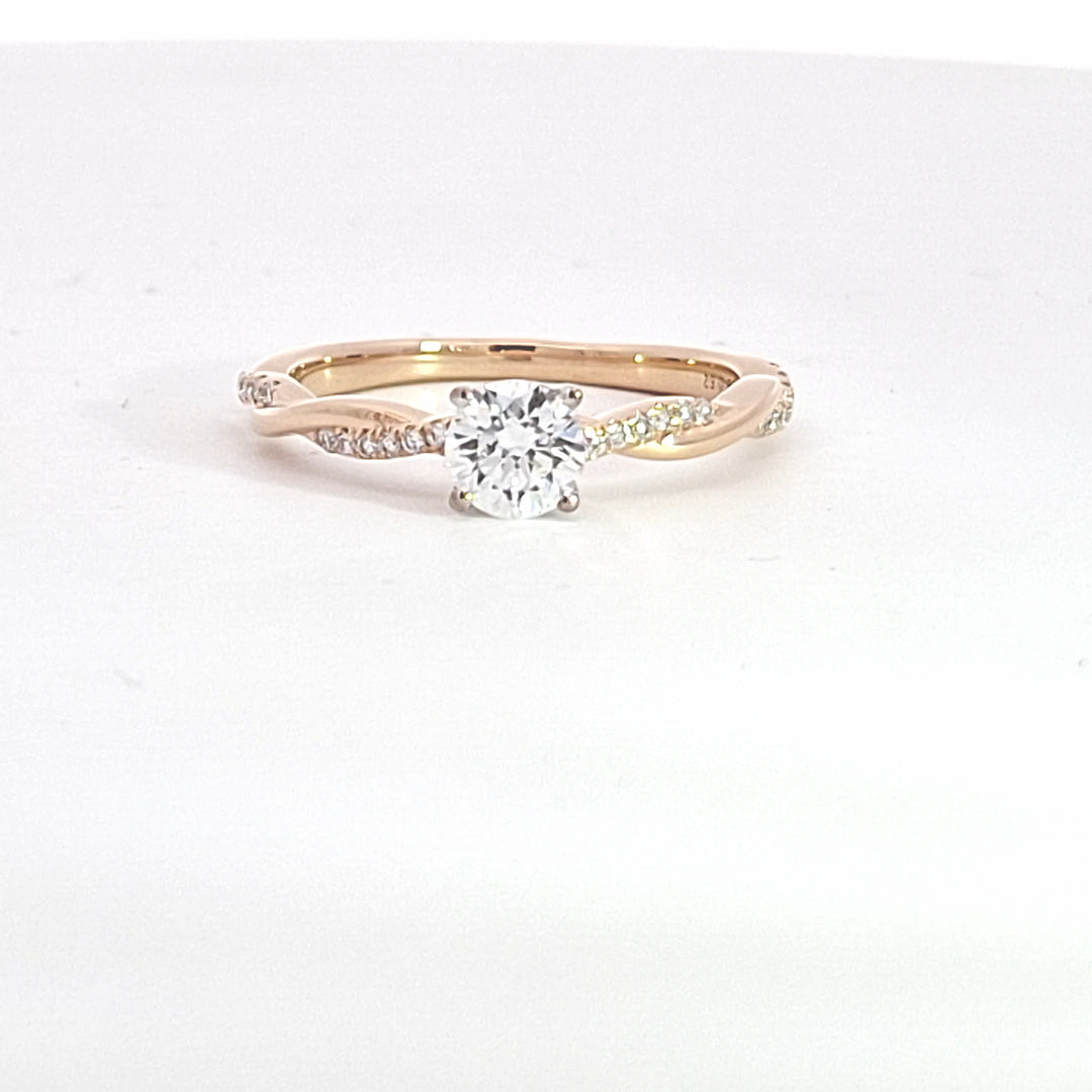 Solitaire twist band engagement ring in spectacular Lab Diamond 38201