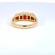 Gold carved ring with Garnets & Diamonds 35470