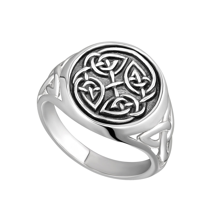 Sterling silver gents oxidised Celtic signet ring 34376
