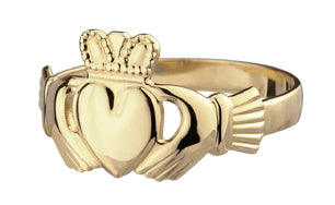 9ct Gold ladies polished Claddagh ring 32508