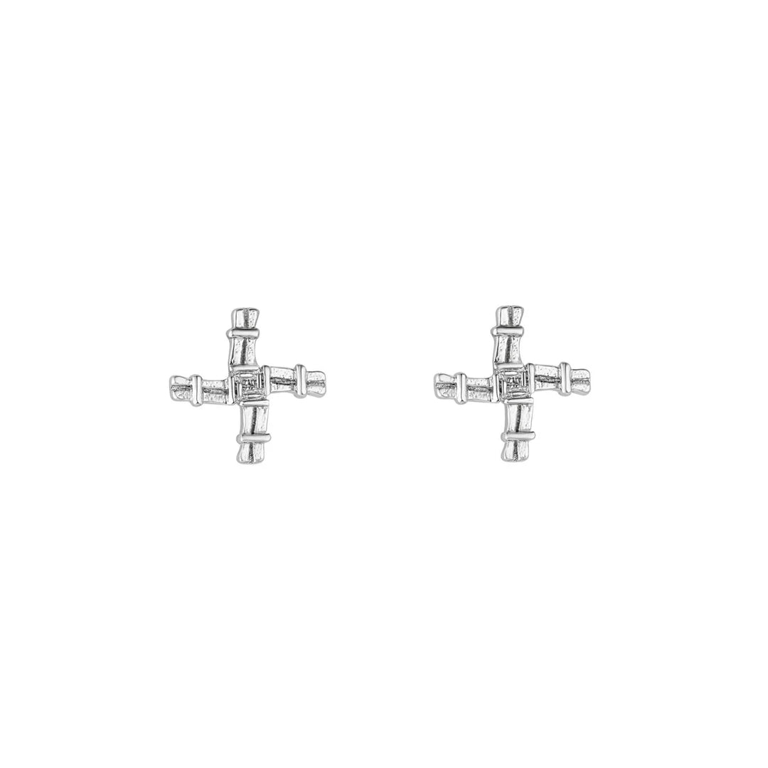 Silver St. Brigid cross stud earrings 38450