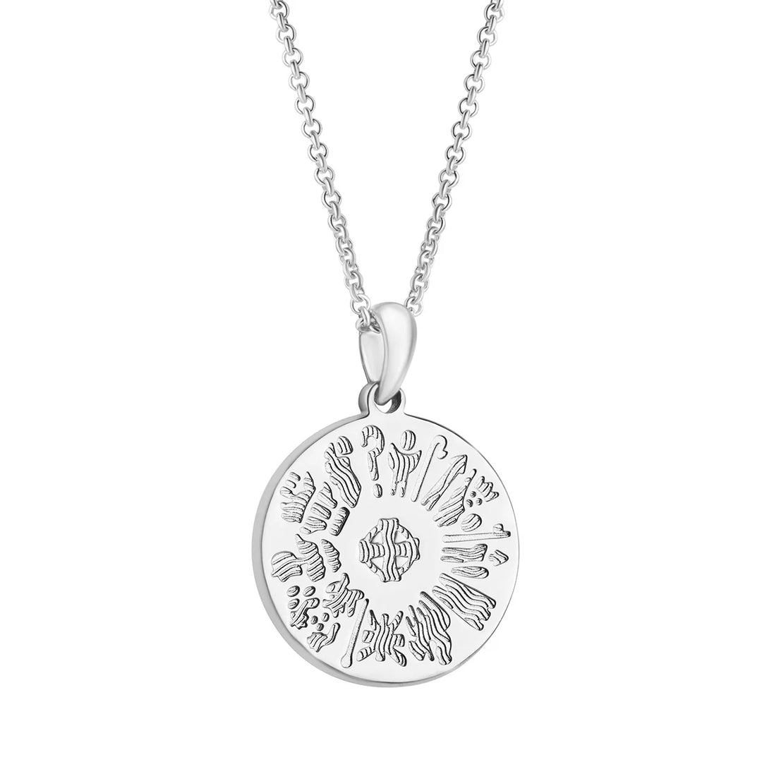 Sterling silver History of Ireland round disc pendant on 18"/46cm chain 26436