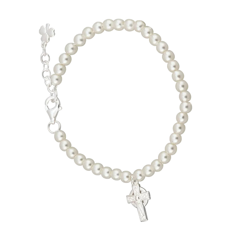 Girls pearl communion bracelet with celtic cross @armin lowe