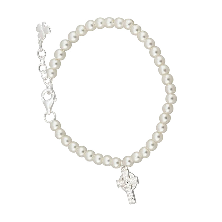 Girls pearl communion bracelet with celtic cross @armin lowe