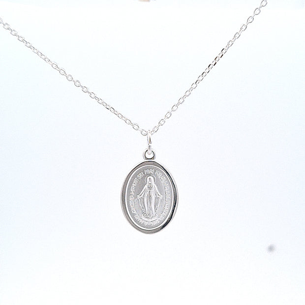 Sterling silver Miraculous medal, 16x12mm 33296