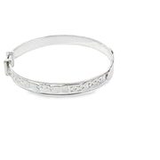 Sterling silver expanding Claddagh / Celtic pattern ID Christening bangle 33705