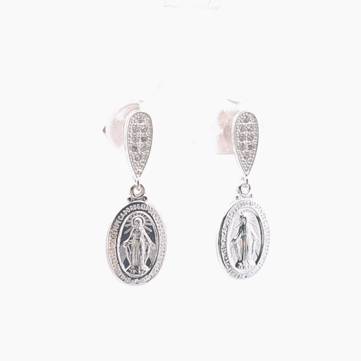 Miraculous medal drop earrings 37079 - Armin Lowe Jewellers