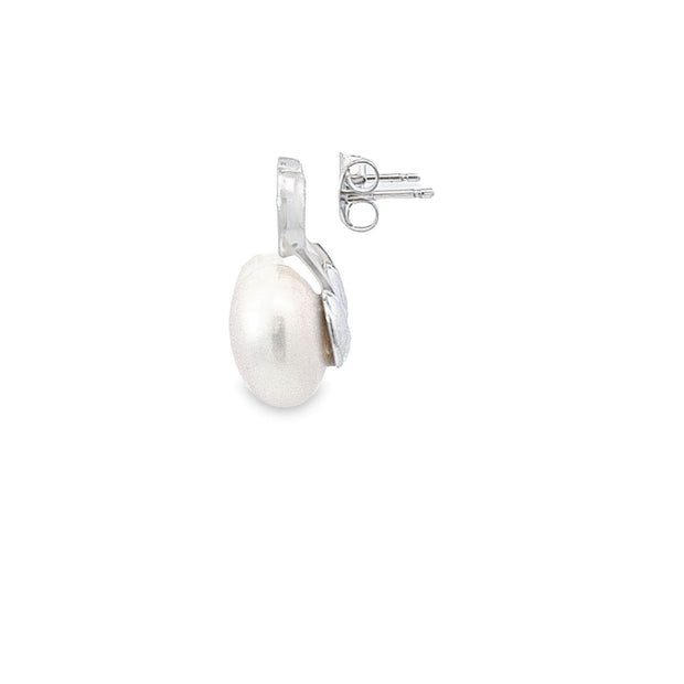 Large pearl stud earrings 36703