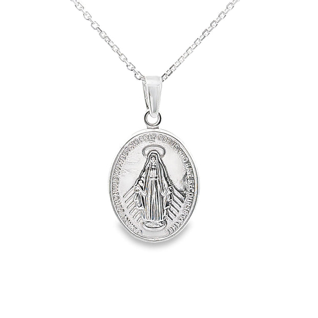 Plain polished Miraculous medal + chain 36053