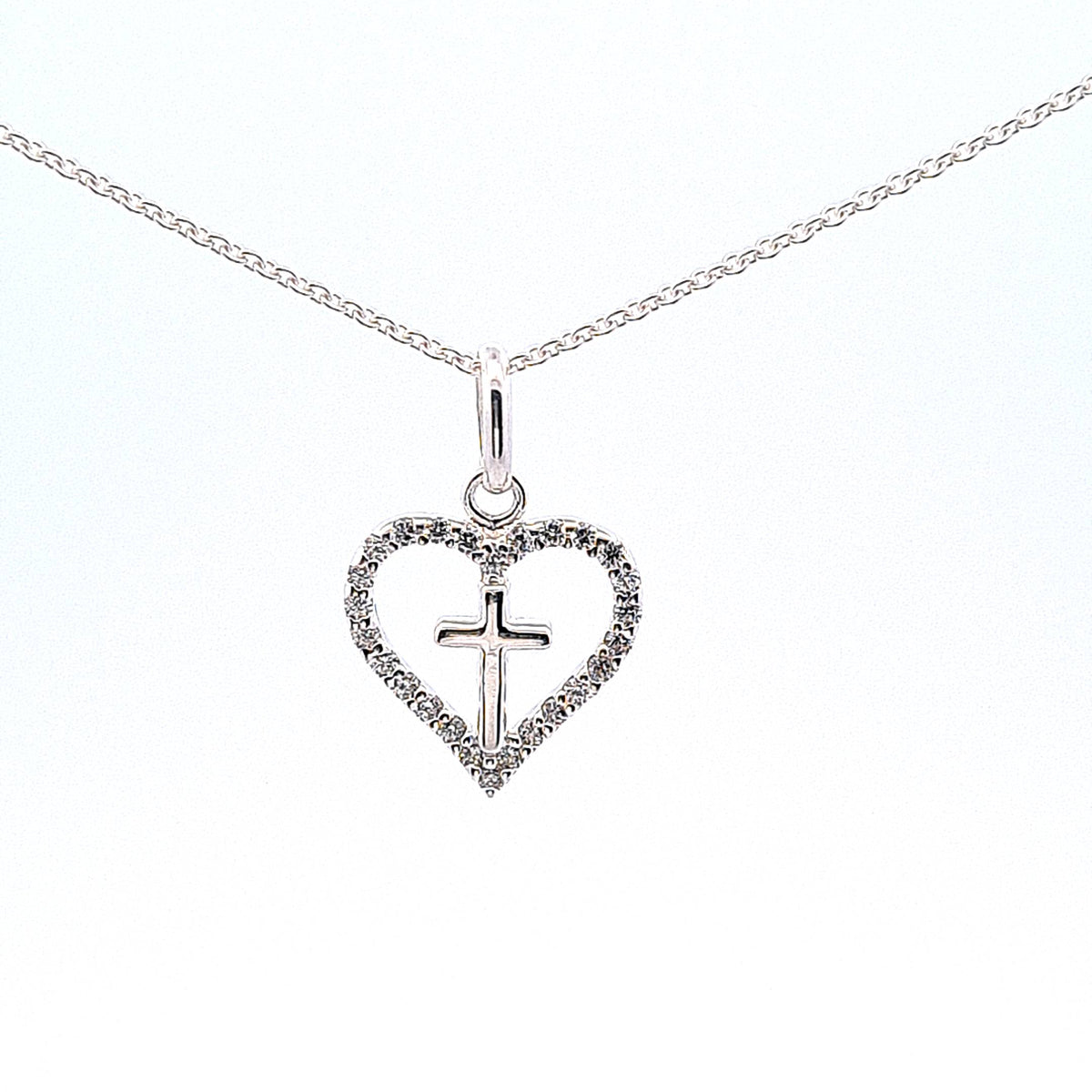 CZ set heart with Polished cross 35136 - Armin Lowe Jewellers
