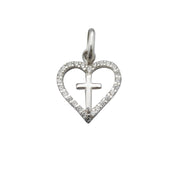 CZ set heart with Polished cross 35136