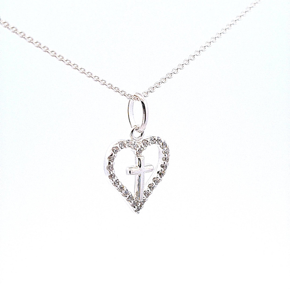 CZ set heart with Polished cross 35136 - Armin Lowe Jewellers