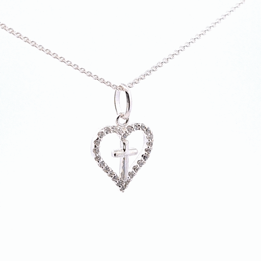 CZ set heart with Polished cross 35136 - Armin Lowe Jewellers