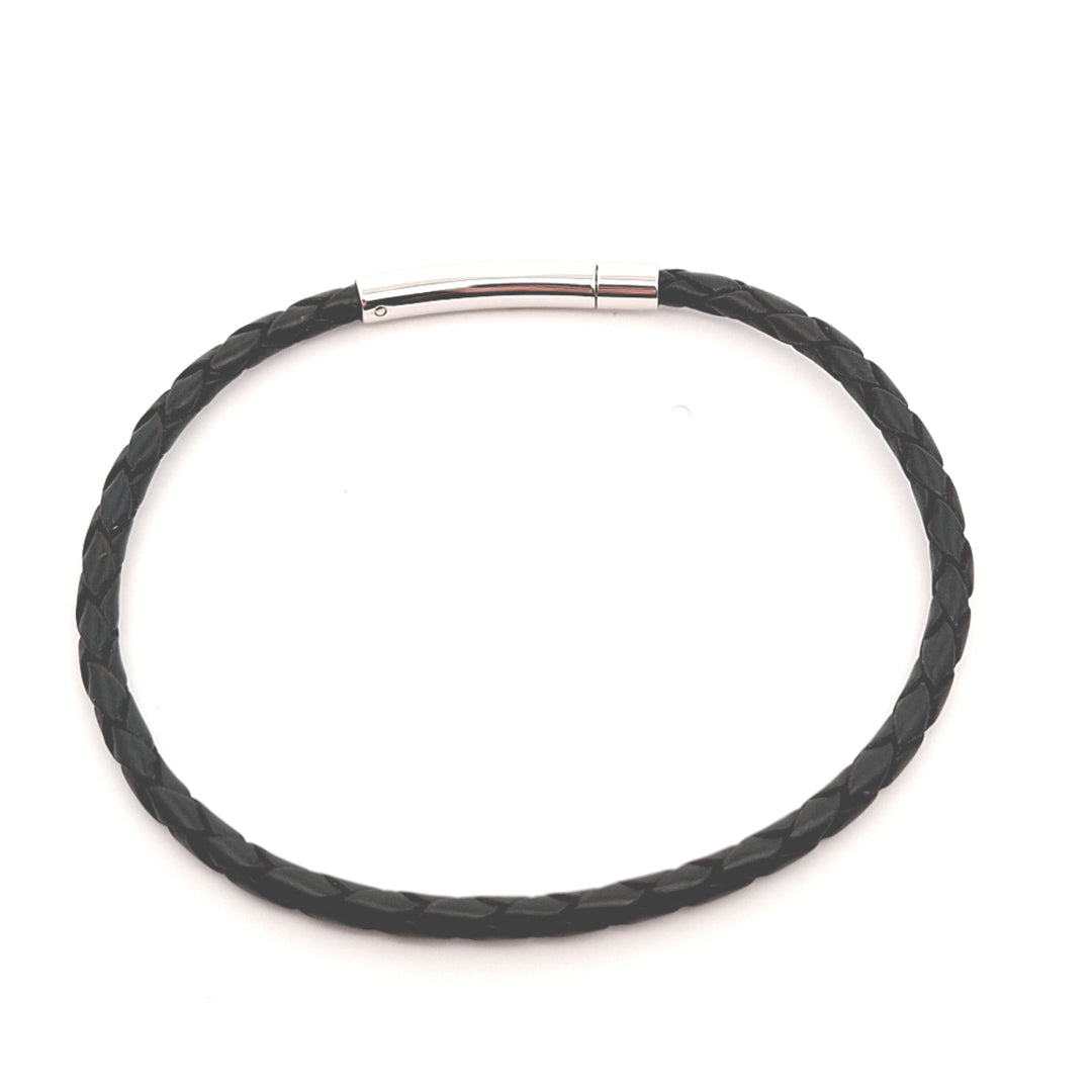 2.85mm Black leather 19cm bracelet 38383