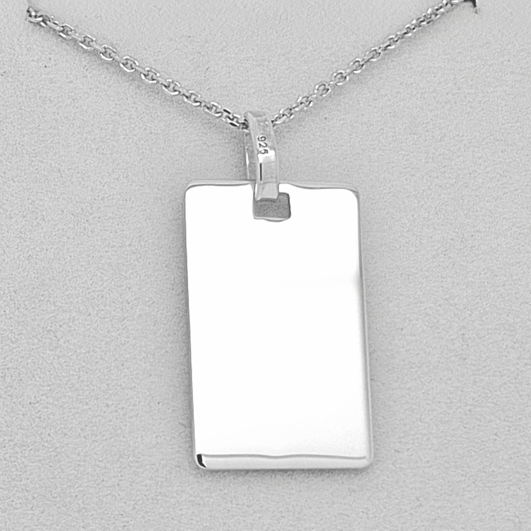Gents silver dog tag pendant + chain 38155