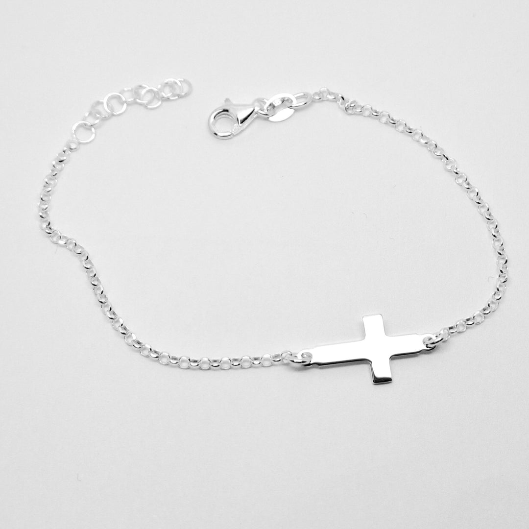 Sterling silver girls length cross bracelet 38442 - Armin Lowe Jewellers