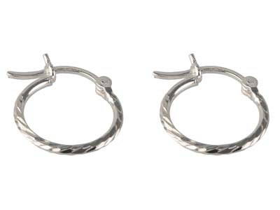 Sterling Silver Textured Hoop Earrings 12mm 36431