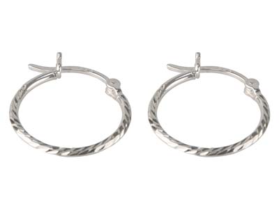 Sterling Silver Textured Hoop Earrings 15mm 36428