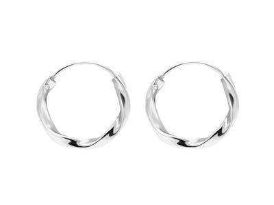 Sterling Silver Twist Design Hoop Earrings 36422