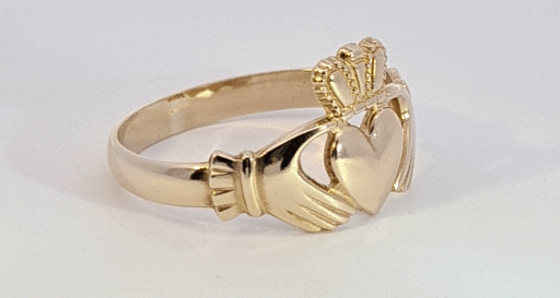 9ct yellow gold gents Claddagh ring 31319 - Armin Lowe Jewellers