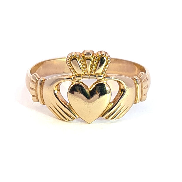 9ct yellow gold gents Claddagh ring 31319