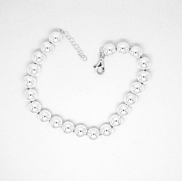 5mm polished Sterling Silver bead bracelet 34094