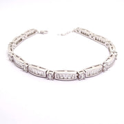 Baguette channel set Sterling Silver ladies bracelet 34071