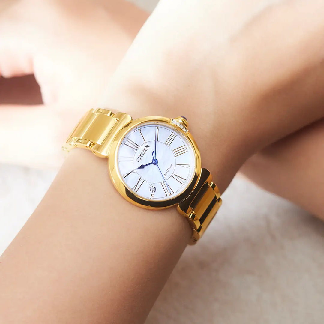 Citizen EM1062-57D Mae Mother of Pearl eco drive ladies watch with Diamonds 37498