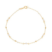 Trace Chain Station Bracelet With Freshwater Pearls In 9ct Yellow Gold 36762