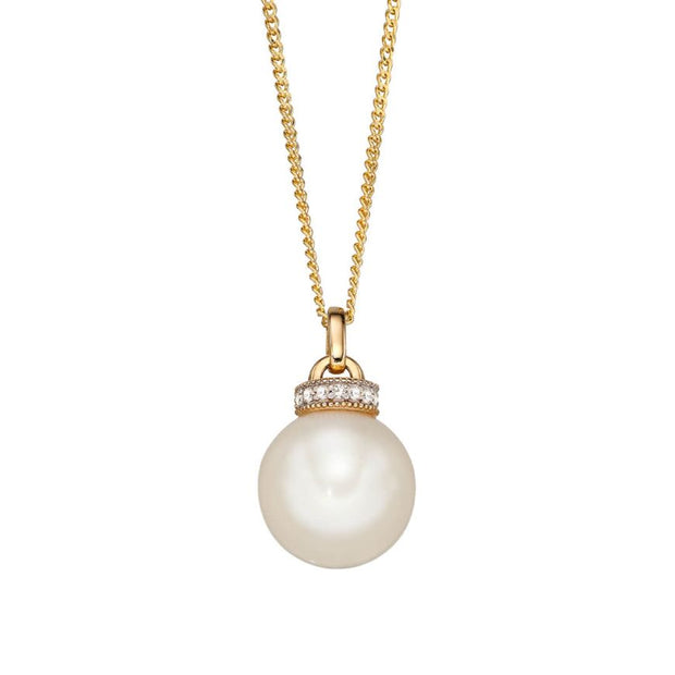 Freshwater Pearl And Diamond Pendant In Yellow Gold 36801