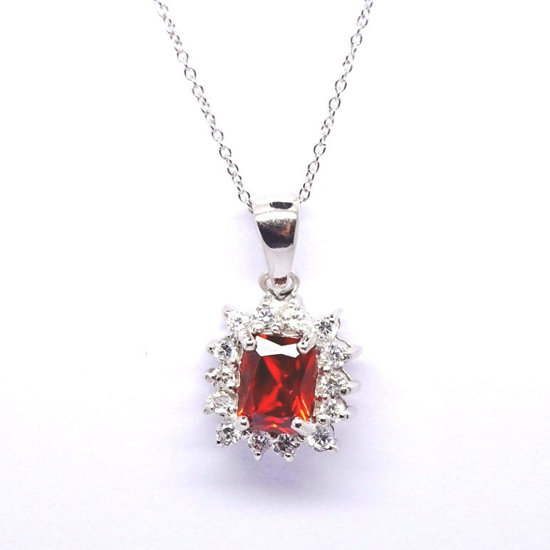 Rectangular Garnet red CZ cluster pendant 34087 - Armin Lowe Jewellers