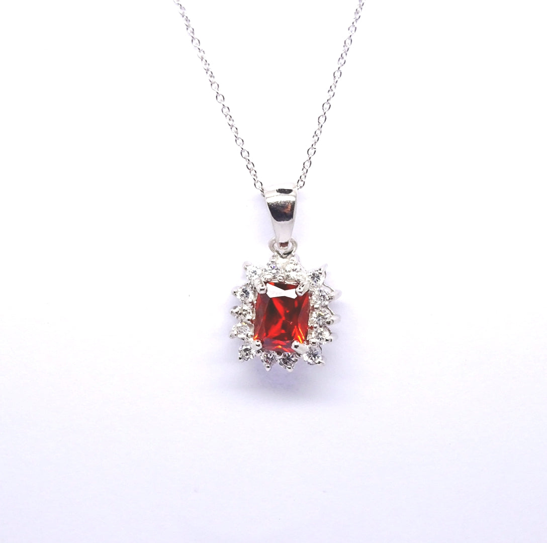 Rectangular Garnet red CZ cluster pendant 34087 - Armin Lowe Jewellers