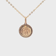 Gold St. Christopher's medal with diamond cut edge 36751