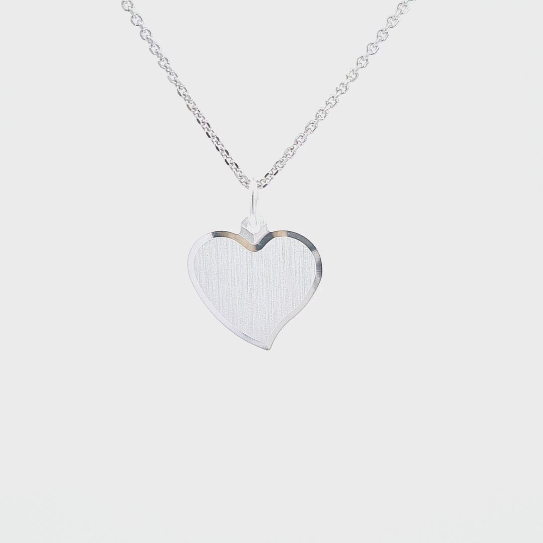Satin heart engravable pendant 35654