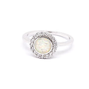 Round cabochon created Opal cluster ring in Sterling Silver 34057