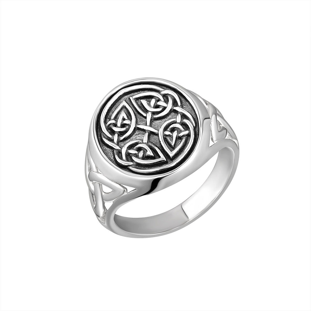 Sterling silver gents oxidised Celtic signet ring 34376
