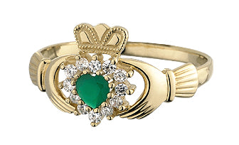 Ladies gold Claddagh cluster ring 37720