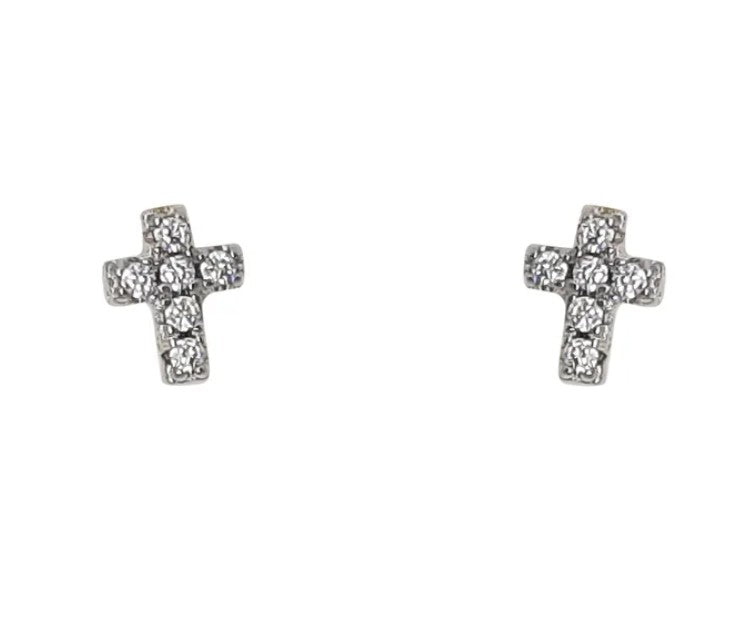 CZ set tiny Cross studs 37742
