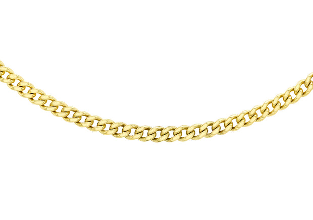 9ct yellow gold diamond cut curb chain 34799