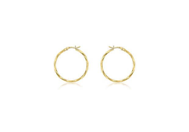 9ct gold diamond cut Creole hoop earrings 25mm 34811