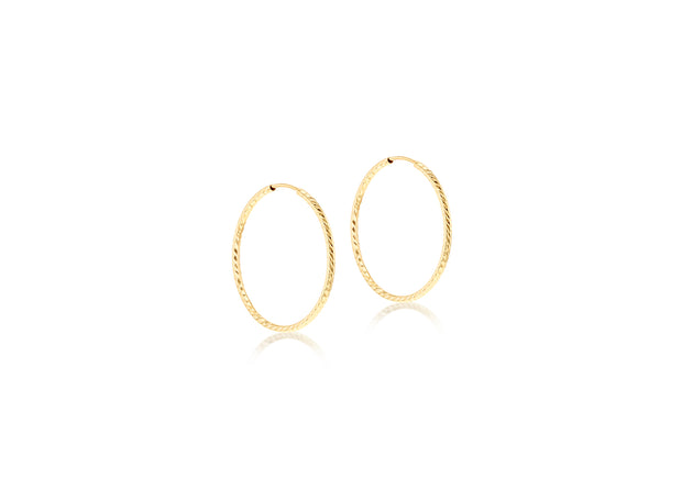 25mm diamond cut gold hoop earrings 35773